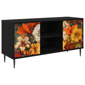 vidaXL Tv-meubel GENNEP 102 x 33 x 51 cm Zwart eiken Bewerkt, Minder dan 50 cm, Verzenden, Nieuw, Minder dan 100 cm
