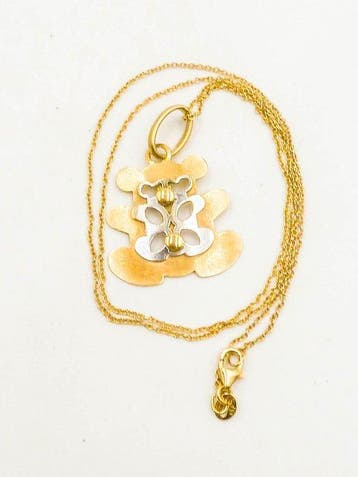 Ketting met hanger - 18 karaat Geel goud, Witgoud