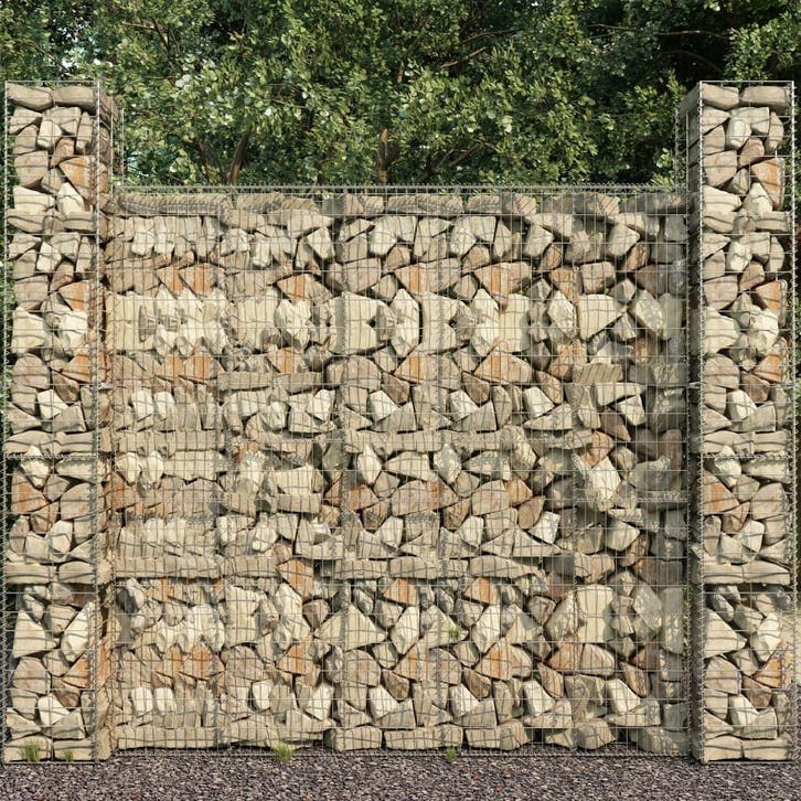 vidaXL Schanskorfmuur met deksel 600x50x200 cm, Tuin en Terras, Schuttingen, Nieuw, IJzer, 2 meter of meer, Verzenden