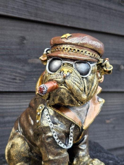 Beeld, Cool Bulldog - 21 cm - Hars, Antiek en Kunst, Kunst | Designobjecten