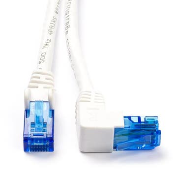 Netwerkkabel | Cat6a U/UTP | 0.25 meter (1x Haaks, Wit), Verzenden, Nieuw
