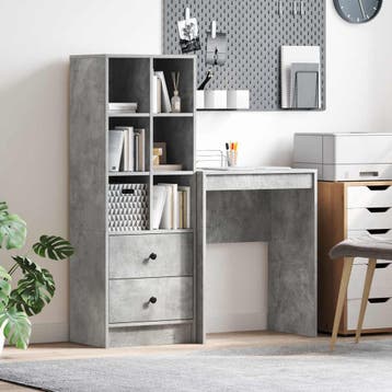 vidaXL Bureau Beton Grijs 105,5 x 34 x 127 cm 2 st, Verzenden, Nieuw