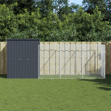 vidaXL Hondenhok met ren 165x455x181 cm gegalvaniseerd staal, Verzenden, Nieuw