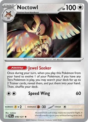 Noctowl 078/131 holo Prismatic Evolutions, Ophalen of Verzenden, Nieuw, Losse kaart, Foil