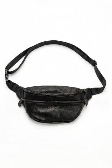 KIMU® Heuptas Zwart 2 Ritsen Echt Leer Fanny Pack met Voorva, Sieraden, Tassen en Uiterlijk, Tassen | Damestassen, Ophalen of Verzenden