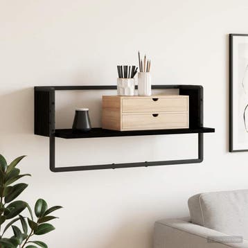 vidaXL Wandplank Muurmontage Zwart eiken 65 x 25 x 30 cm, Verzenden, Nieuw