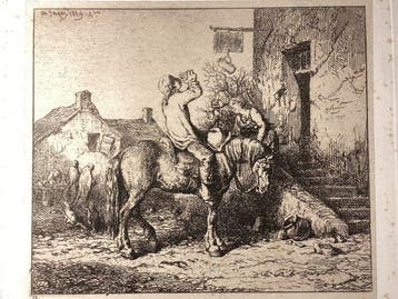 Charles Émile Jacque (1813–1894) - Le Buveur; Entrance to an, Antiek en Kunst