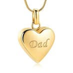 Ashanger rvs hartje Dad goudkleurig met gravure, Sieraden, Tassen en Uiterlijk, Kettinghangers, Nieuw