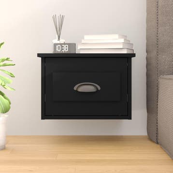 vidaXL Nachtkastje wandgemonteerd 41,5x36x28 cm zwart, Minder dan 45 cm, Verzenden, Nieuw, Minder dan 55 cm