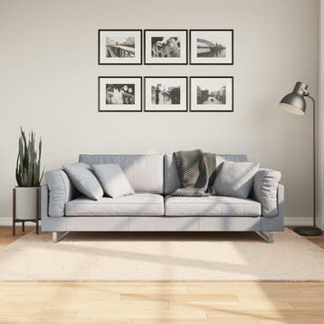 vidaXL Vloerkleed HUARTE laagpolig zacht wasbaar 140x200 cm, Verzenden, Nieuw, Beige