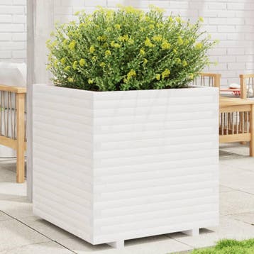 vidaXL Plantenbak 70x70x72,5 cm massief grenenhout wit, Verzenden, Nieuw, Hout, 60 tot 100 cm