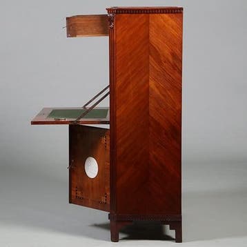 Secretaire Abattant of klepbureau met 5 biscuit panelen prac, Ophalen of Verzenden