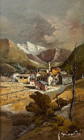 Athos Brioschi (1910–2000) - Paese di Montagna, Antiek en Kunst