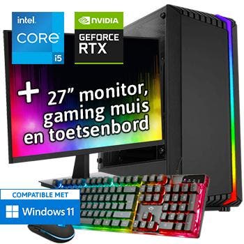 Core i5 + RTX 5050 Game PC Set met Monitor Toetsenbord Muis, Nieuw