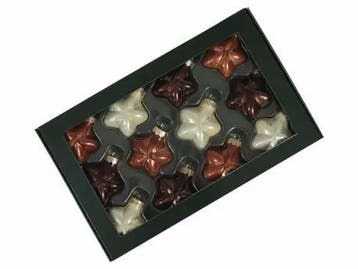 Stervormige kerstballen glas opaal naturel combi mat glans, Diversen, Kerst, Ophalen of Verzenden, Nieuw