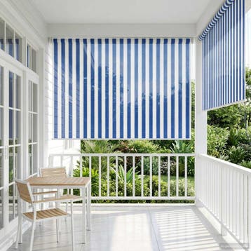 vidaXL Buitenrolgordijn 90% UV-blok Blauw en Witte Streep, Verzenden, Nieuw, Blauw