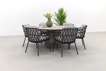 4SO Calpi/GI Trinxa ronde tuinset - 148 cm. | AANVRAAG, Verzenden, Nieuw, Rvs, Tuinset