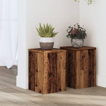 vidaXL Plantenstandaards 2 st 20x20x30 cm bewerkt hout oud, Verzenden, Nieuw
