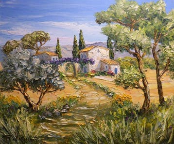 R. Vincent (1954) - Paysage de Provence oeuvre de Vincent