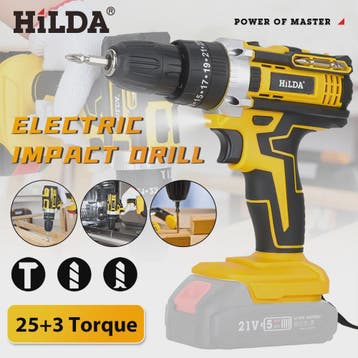 HILDA 21V Accu Schroefmachine met Klopboorfunctie - 25+3 Dra, Verzenden, Nieuw