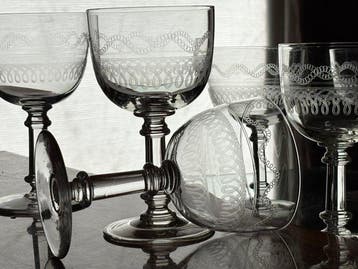 Val Saint Lambert, antieke water / wijnglazen VSL Service, Antiek en Kunst, Antiek | Glas en Kristal
