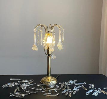 Tafellamp - Kristal, Glas - Hollywood Regency
