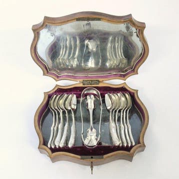 ZELDZAAM Antiek (1864) Koffie- theegarnituur in intarsia, Antiek en Kunst