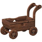 Hoogbed Hout, Plantenbed In Wagenvorm Kweekbed Met 4 Wielen, Verzenden