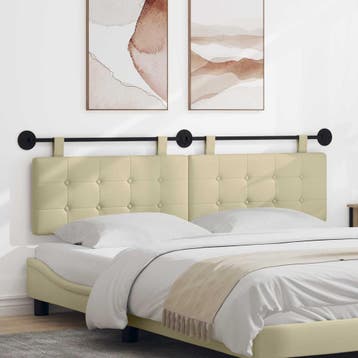 vidaXL Hangend hoofdbord Kunstleer, Verzenden, Nieuw, Crème, Overige materialen