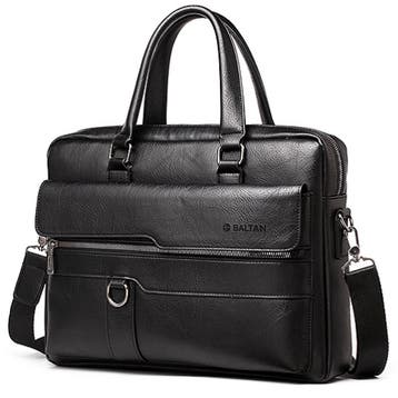 Baltan Leren Aktetas - Laptoptas - Tot 16 inch - Zwart, Ophalen of Verzenden
