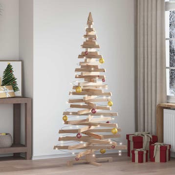 vidaXL Kerstbomen met standaard Naturel 180 cm Massief, Diversen, Verzenden, Nieuw