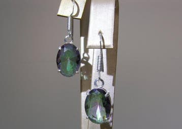 Rainbow-Mystic Topaz Oorbellen - Hoogte: 33 mm - Breedte: 10