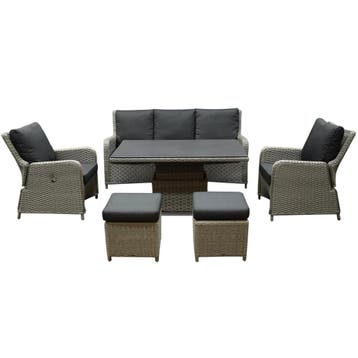 Bilbao stoel bank dining loungeset 6 delig grijs met, Ophalen of Verzenden, Nieuw, Wicker