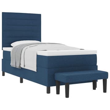 vidaXL Boxspringbed met hoofdeinde Blauw 90 x 190 cm Stof, Verzenden, Nieuw, Blauw, Stof