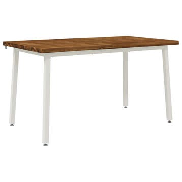 vidaXL 140 x 80 x 75 cm Massief Acaciahout Natuurlijk en Wit, Verzenden, Nieuw