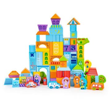 Ecotoys houten speelblokken met sorteerder in stad thema 23, Kinderen en Baby's, Speelgoed | Houten speelgoed, Ophalen of Verzenden