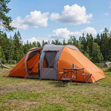 vidaXL Directe Tent 524 x 232 x 192 cm Grijs en Oranje, Verzenden, Nieuw, Tot en met 2