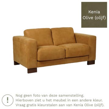 Leren bank Clear - 2 zits - Kenia Olive (olijf) - Poten, Bohemian, Eigentijds, Modern, Retro, Vintage, 150 tot 200 cm, Nieuw, Ophalen of Verzenden