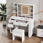 Kaptafel 100 cm – Met Spiegel, Kruk en LED Verlichting, Verzenden, Nieuw