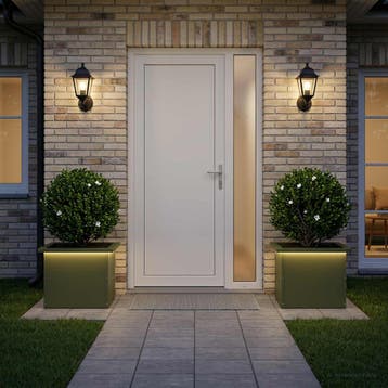 vidaXL Plantenbak met led 2 st Olijfgroen 30 x 40 x 30 cm, Verzenden, Minder dan 60 cm, Nieuw, Metaal