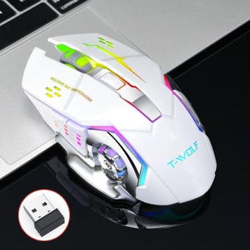 Q-13 Draadloze Gaming Muis - 2.4GHz RGB Optisch Ergonomisch, Verzenden, Nieuw, T-WOLF
