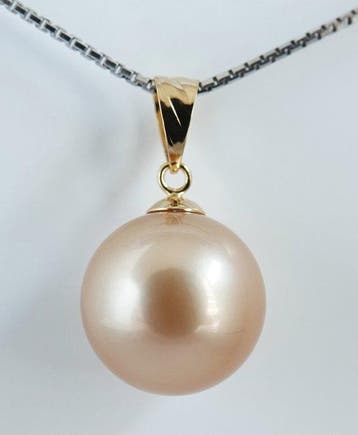 Hanger - 18 kt. Geel goud - Rond, Golden South Sea Parel -