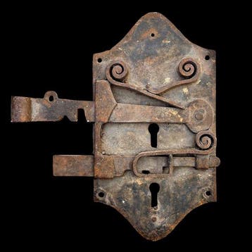 Post-middeleeuws IJzer Oplegslot / kastslot - Post medieval