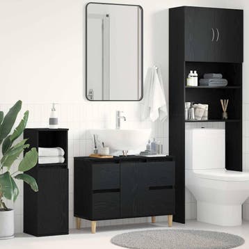 vidaXL Badkamertenk te kast Zwart Eiken 80 x 33 x 60 cm, Huis en Inrichting, Tafels | Kaptafels, Verzenden, Nieuw