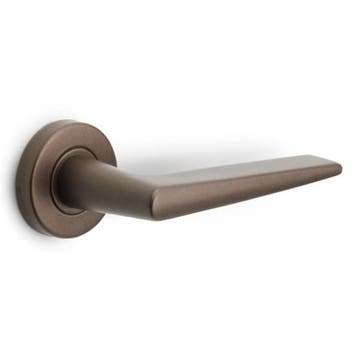 Deurklink BASICS LBXXIH op ronde rozet brons, Verzenden, Nieuw
