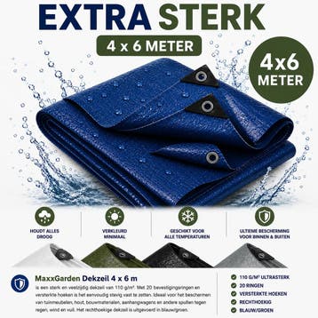 Dekzeil 4 x 6 m, 110 g/m² ultrasterk, 20 ringen, versterk.., Verzenden, Nieuw