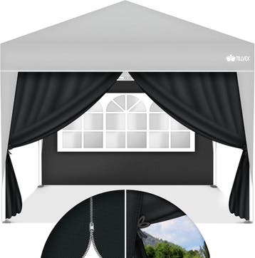 Tillvex® Zijwand voor paviljoen - 3x3m - Grijs, Tuin en Terras, Partytenten, Verzenden, Zo goed als nieuw