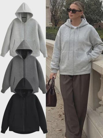 Casual Dames Hoodie met Rits, Capuchon en Grote Zakken - Com, Verzenden, Nieuw