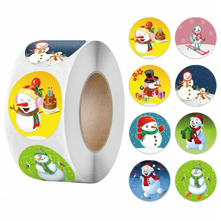 500 Kerst Stickers Op Rol - 2.5cm - Kerststickers -, Diversen, Cadeauverpakkingen, Verzenden