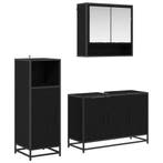 vidaXL Badkamermeubelset met plank 3 pcs Zwart Eiken Bewerkt, Verzenden, Nieuw, Overige typen